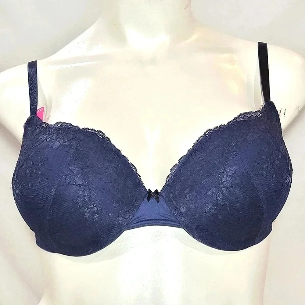 36D Maidenform Self Expressions Push Up and In UW Bra Navy Blue NWT